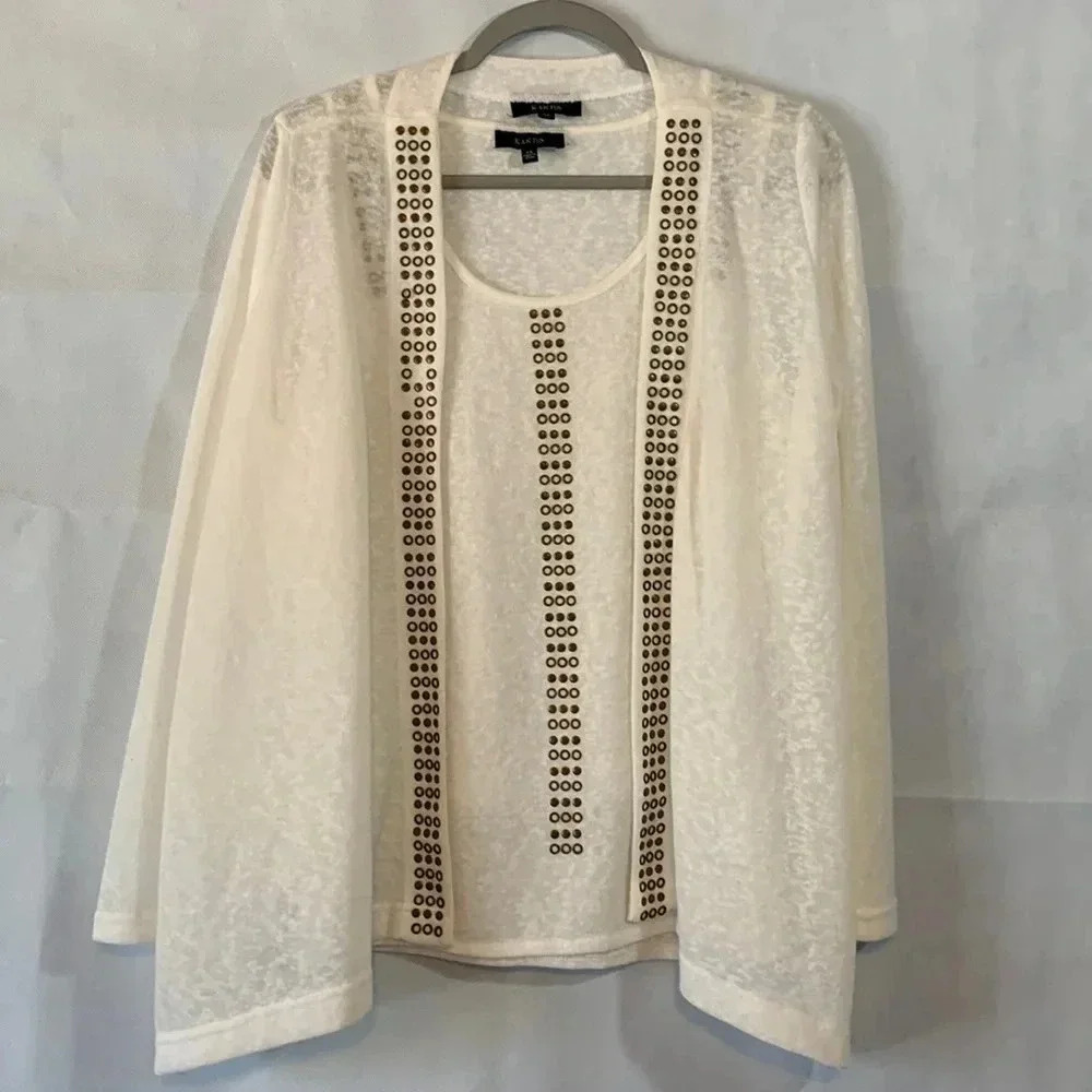 Beautiful KAKTUS lightweight 2pc TANK/CARDI set XL sweater KIMONO (B)